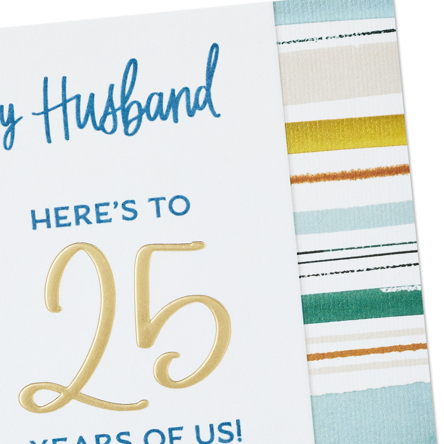 Blue, Yellow and Teal Brushstrokes 25th Anniversary Card Card Front Detail image number 5