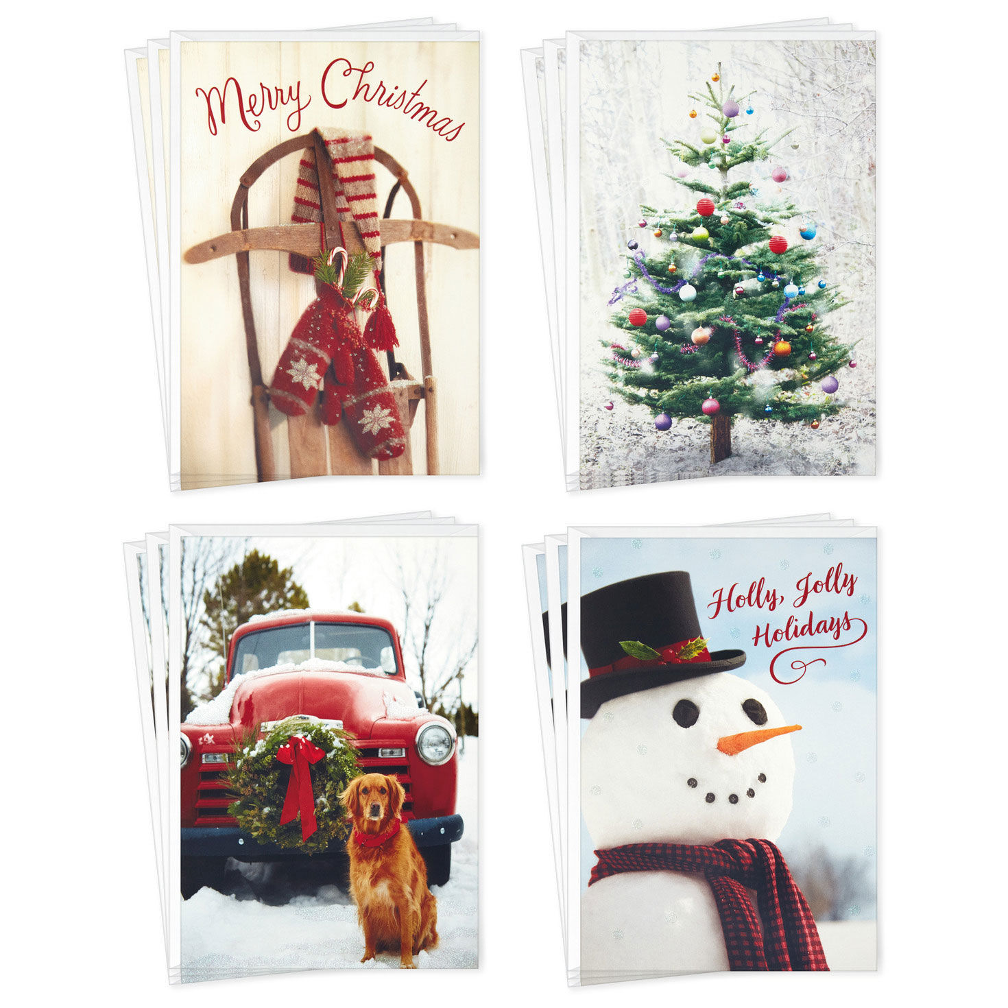 Vintage Holiday Scenes Assorted Christmas Cards, Box of 12