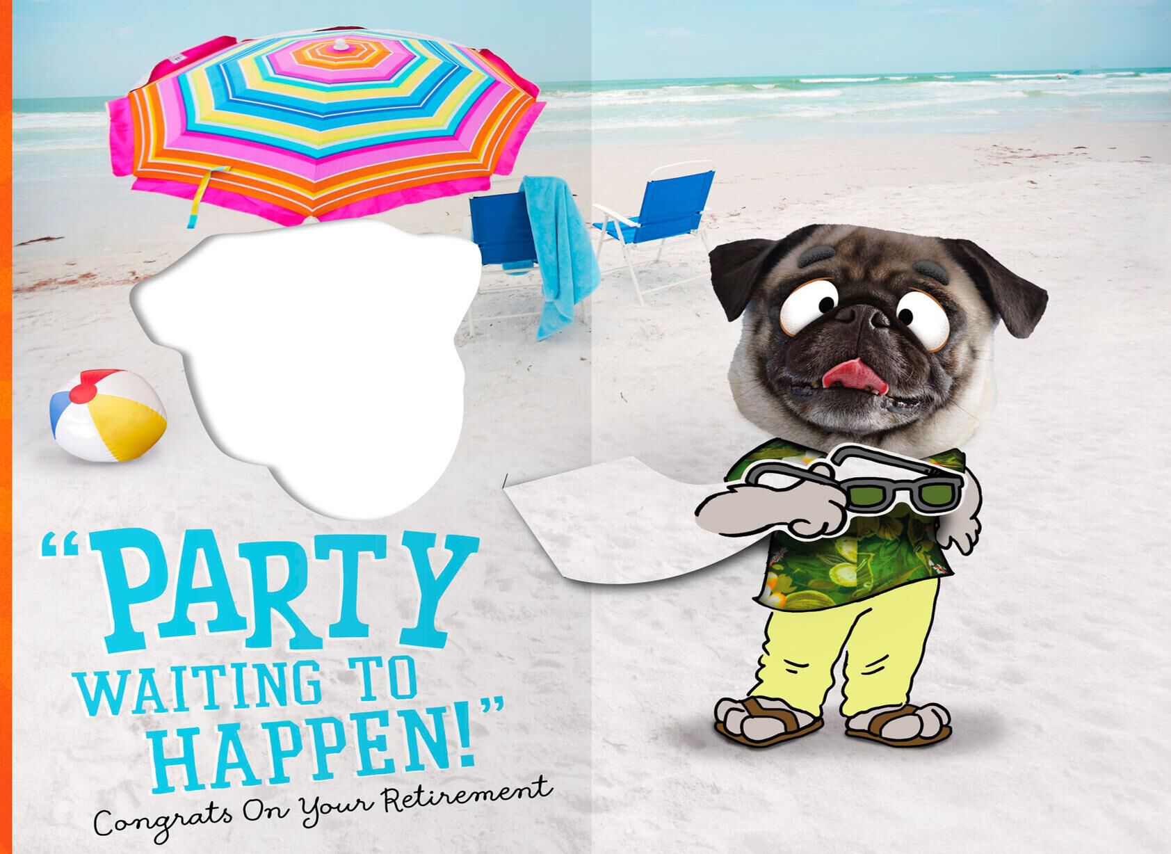 Beach Party Puppy Pop Up Retirement Card