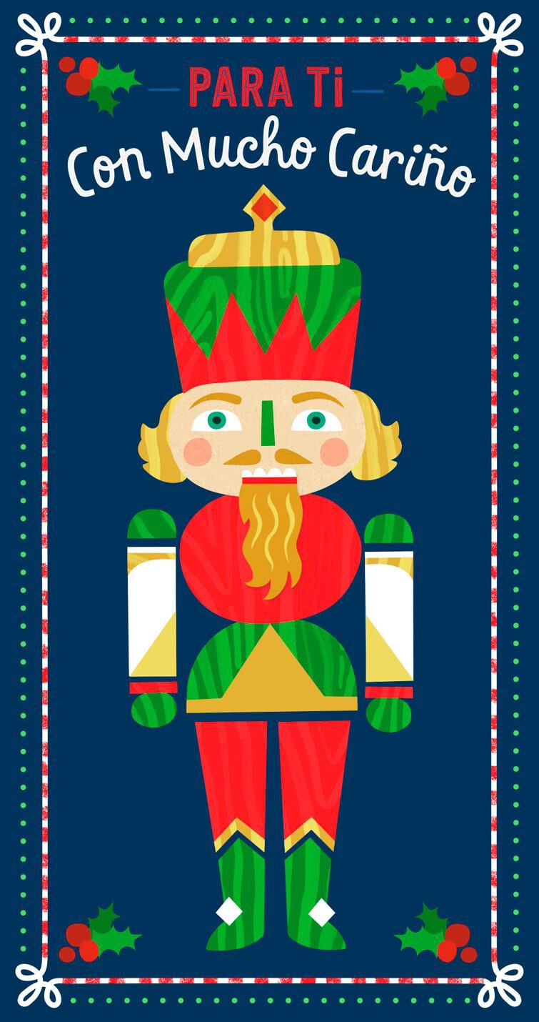 Nutcracker Spanish-Language Money Holder Christmas Card