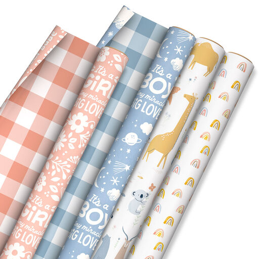 Hallmark Party Supplies | Vintage Hallmark Baby Shower Wrapping Paper Large Roll Jumbo Value 22 Sq Feet | Color: Blue/White | Size: Os 