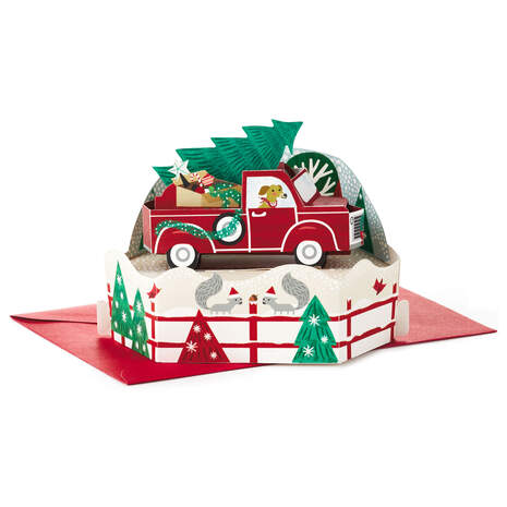Season's Greetings Truck Mini 3D Pop-Up Christmas Card, , large