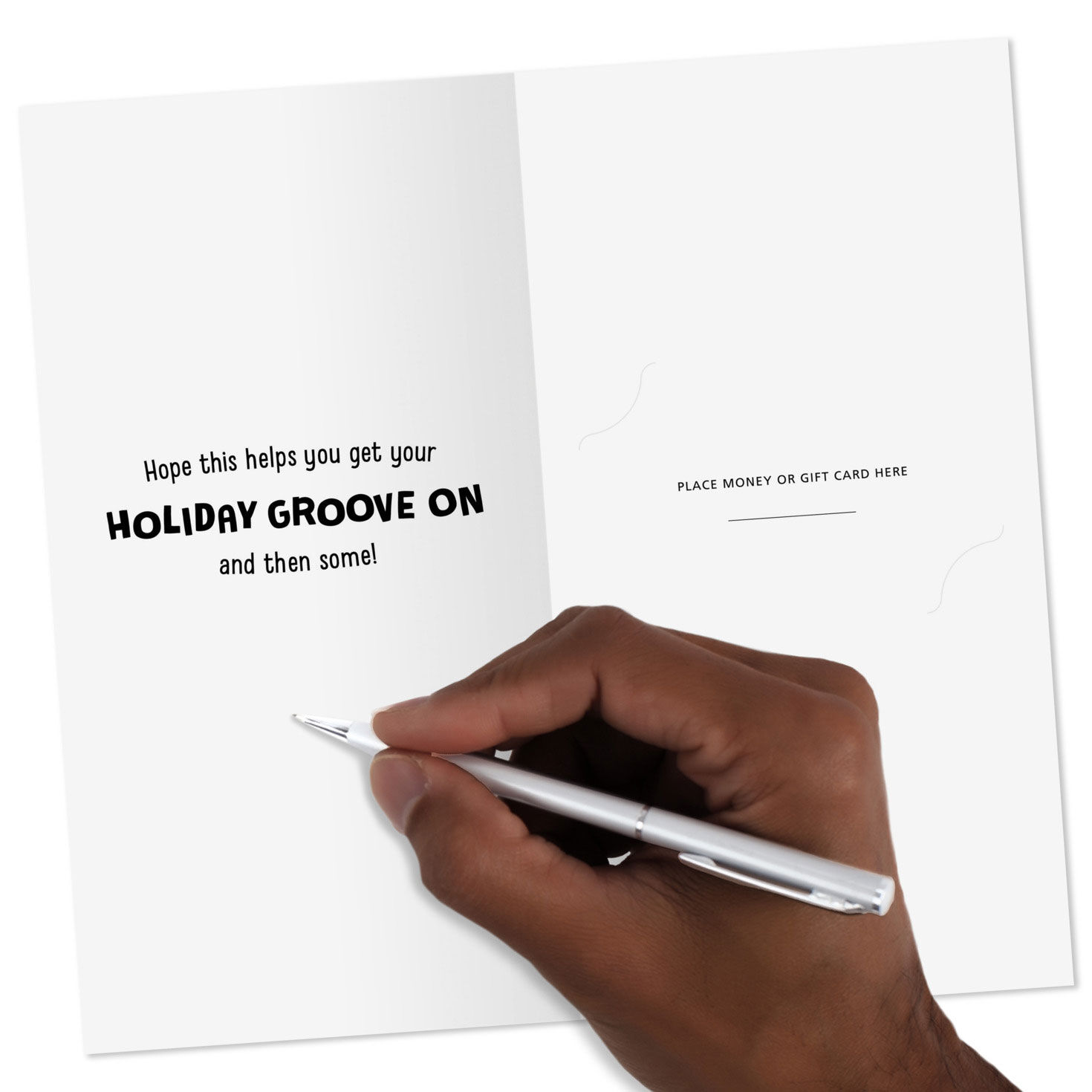 Black Dancing Santa Money Holder Christmas Card Pack Signing card image number 6