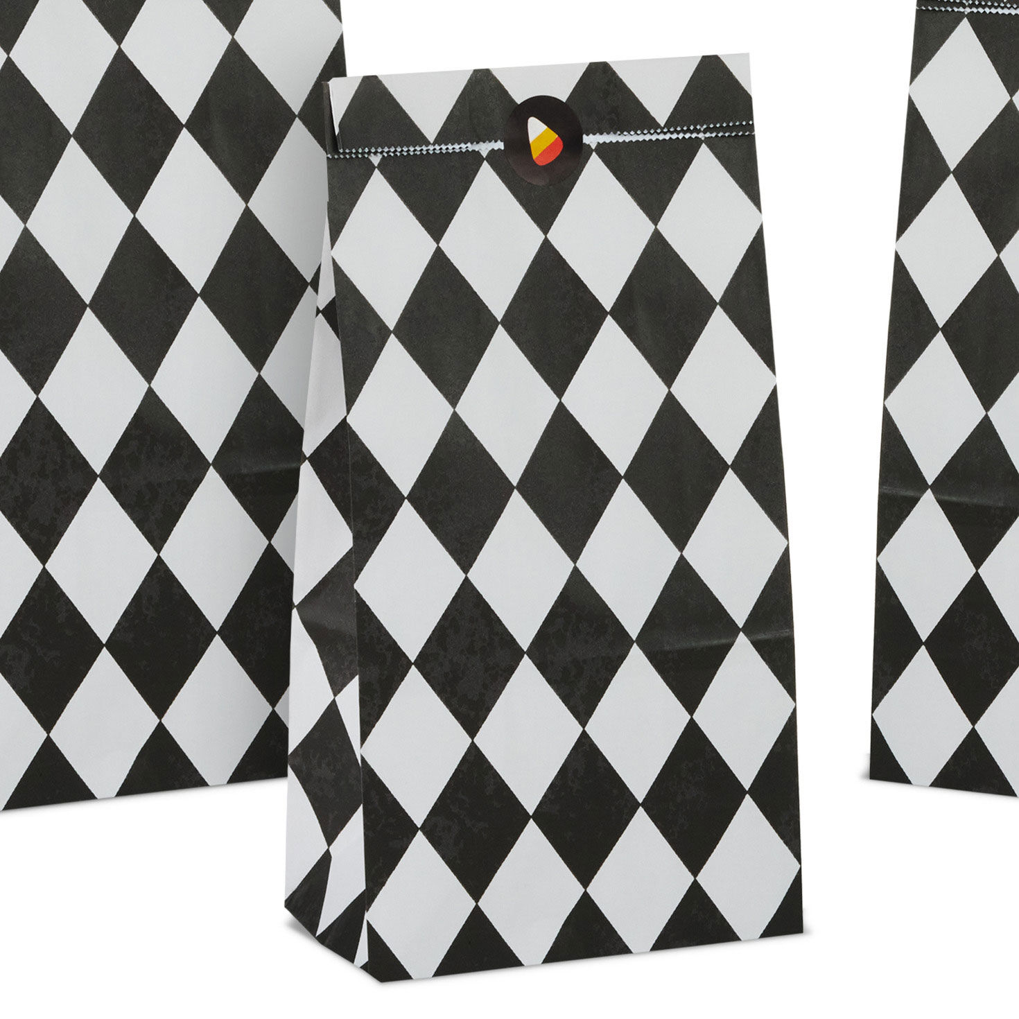 Black and Gray Diamonds Goody Bags with Stickers Handle Detail image number 4