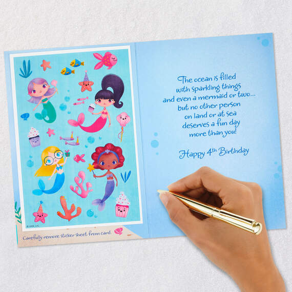 Mermaid Fun 4th Birthday Card With Stickers, , large image number 7