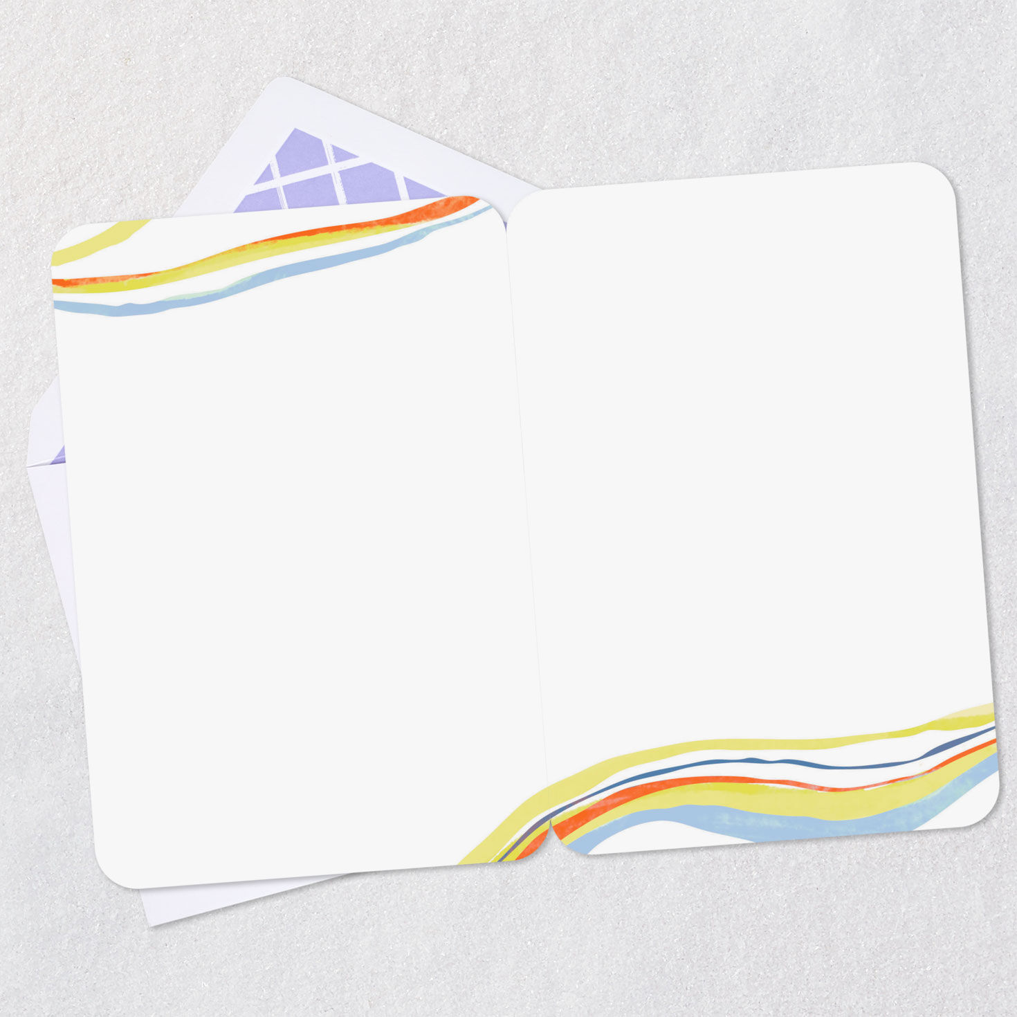 Colorful Watercolor Waves Blank Appreciation Card Open card with envelope image number 2