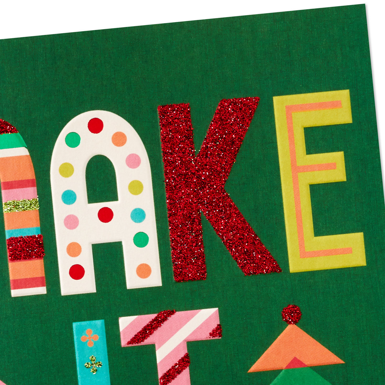 Colorful, Modern Lettering Christmas Card with Glitter Card Front Detail image number 4