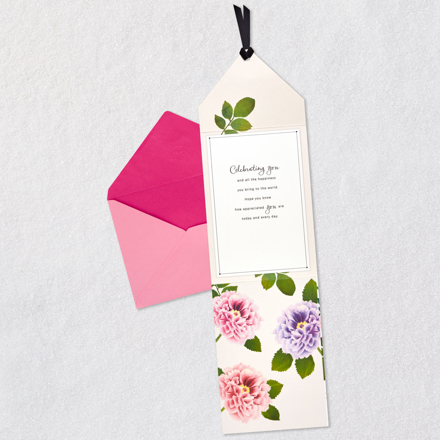 Pink and Purple Flowers Mother's Day Card Open card with envelope image number 4