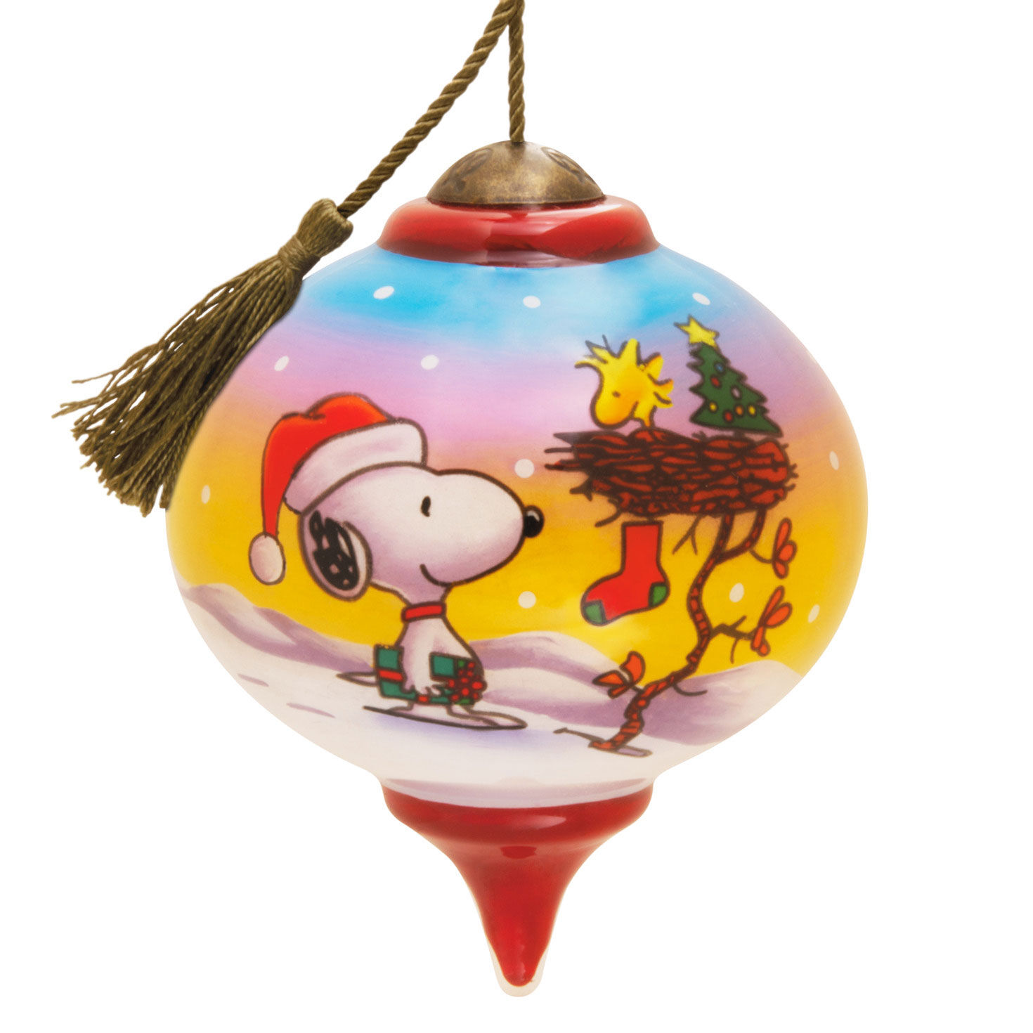 Peanuts® Ne'Qwa Art® Snoopy and Woodstock Hand-Painted Glass Hallmark Ornament for only USD 40.49 | Hallmark