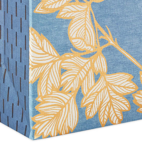 13" Gold Leaves on Chambray Blue Large Gift Bag, , large image number 5