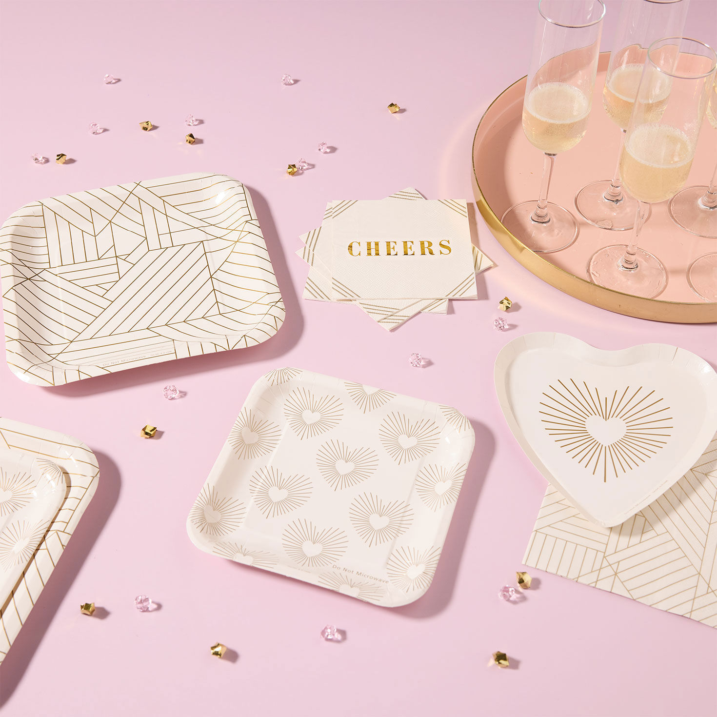 Gold Hearts on Ivory Square Dessert Plates, Set of 8 for only USD 3.99 | Hallmark