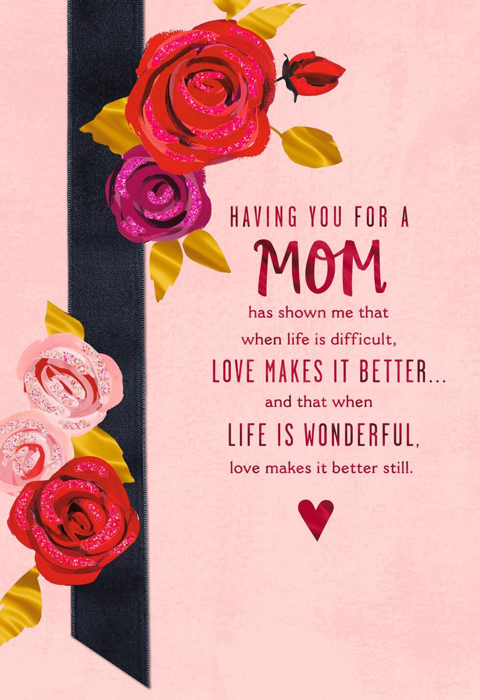 Roses Over Ribbon Valentine's Day Card for Mom