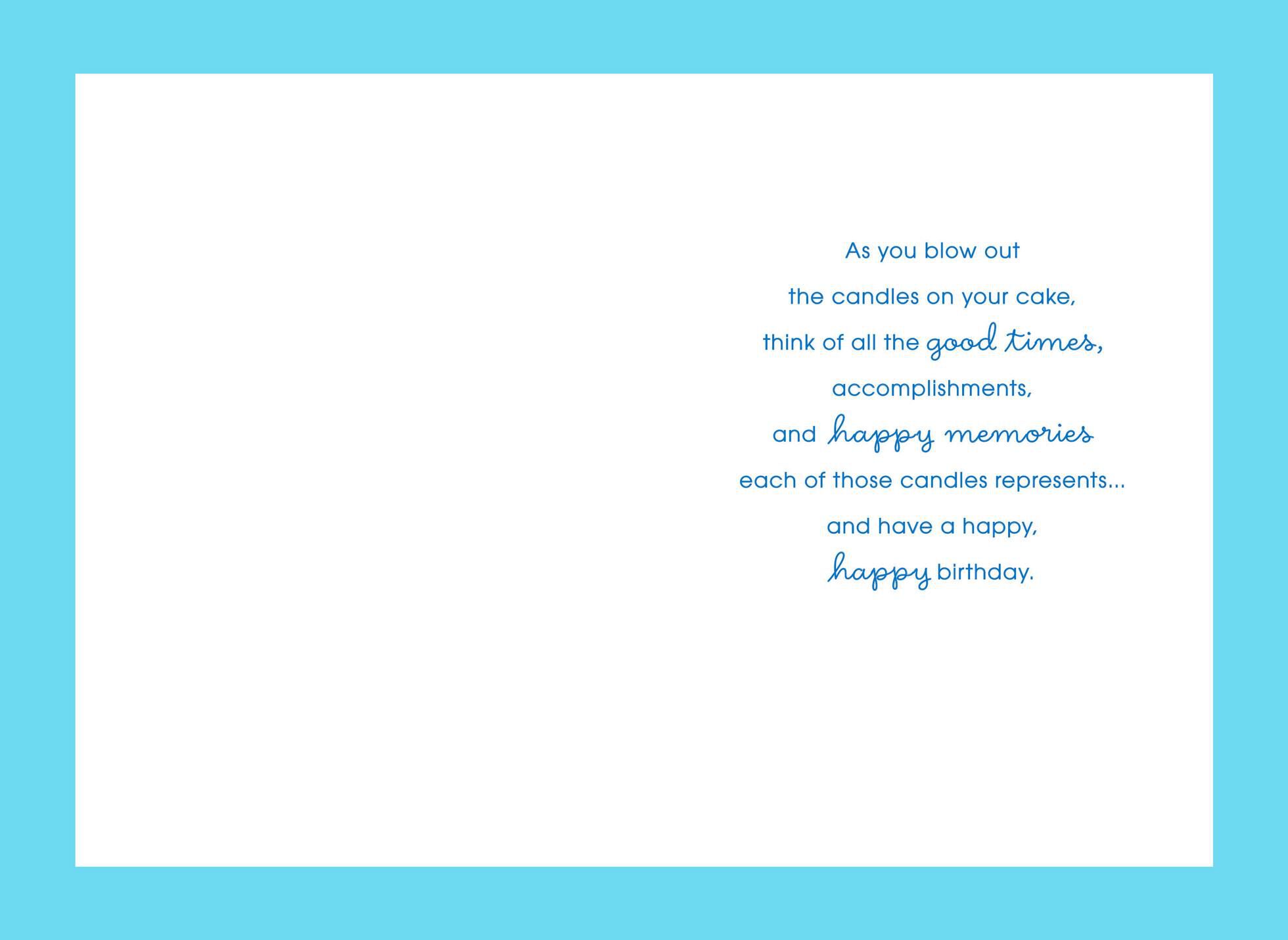 Blue Cake and Candles on Green Birthday Card