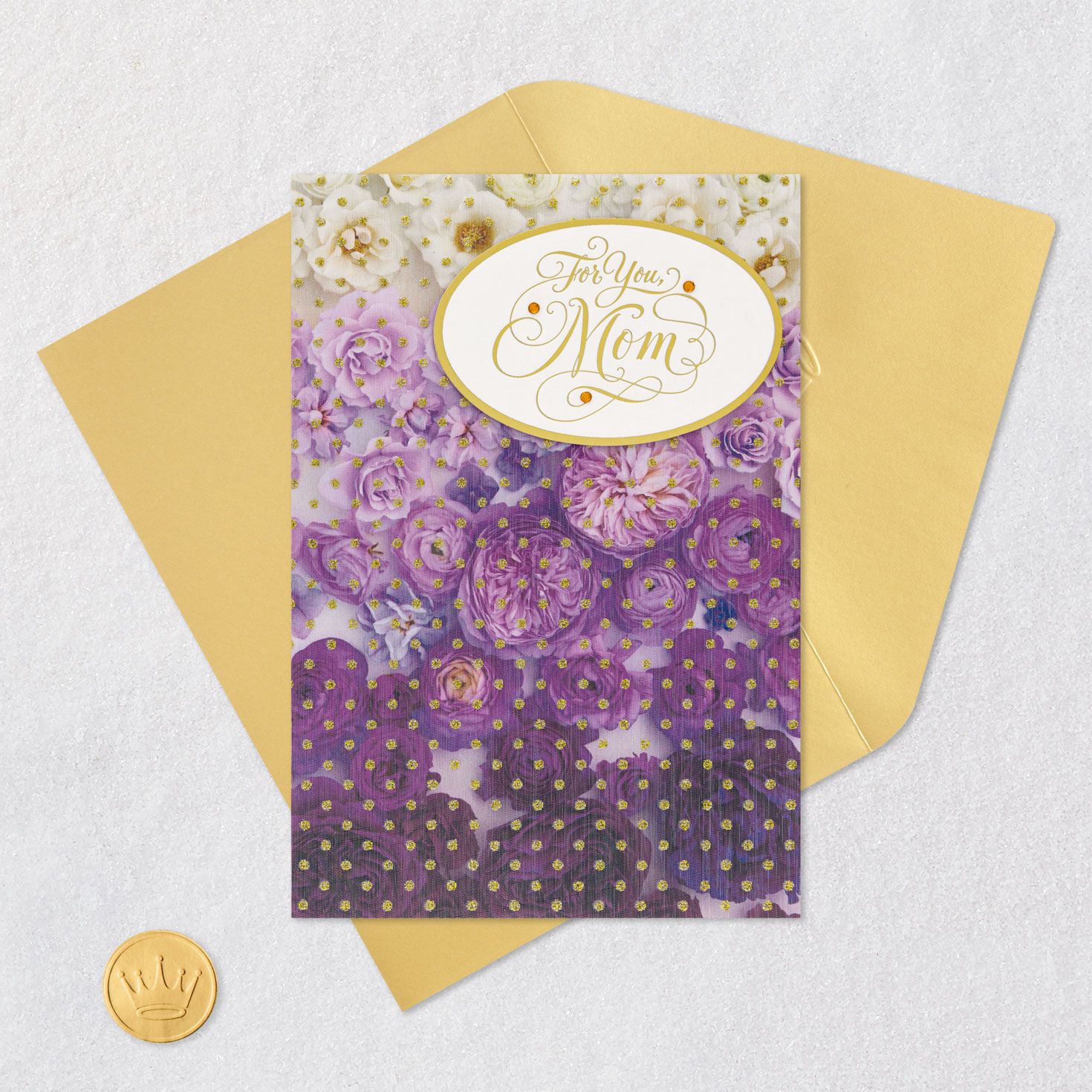 Purple Flowers Birthday Card for Mom Card Front with Envelope and Gold Seal image number 6