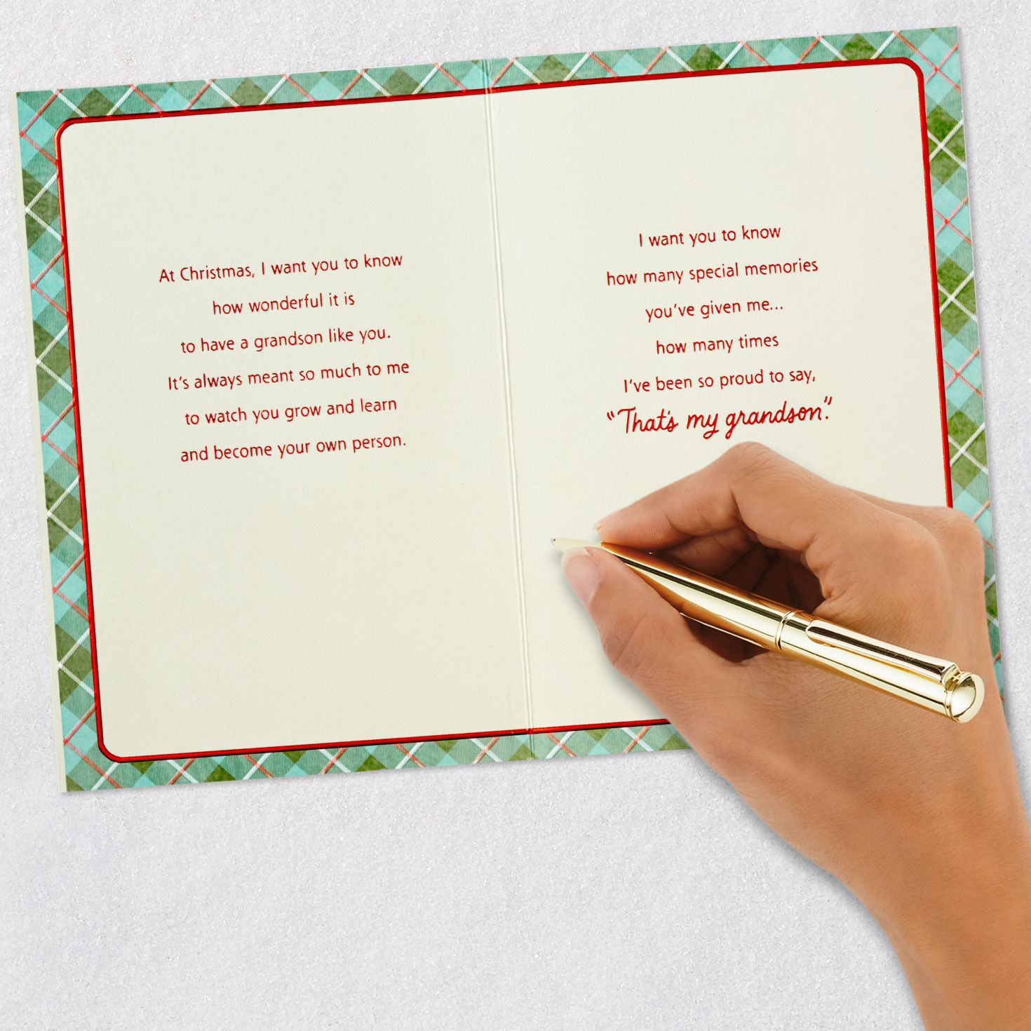 Vintage Car Christmas Card for Grandson signing card image number 7