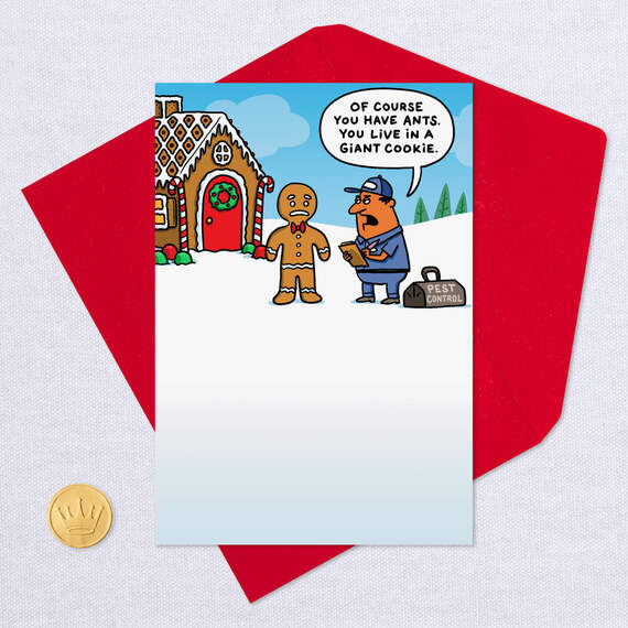 Gingerbread Man Pest Problems Funny Christmas Card, , large image number 5
