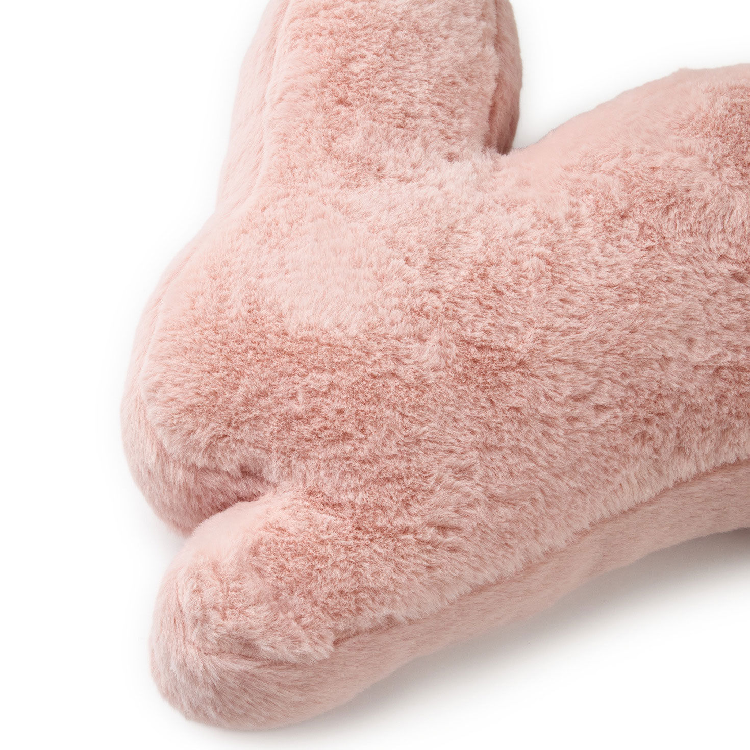 Bunny Shaped Pink Faux Fur Pillow Easter Decor upclose view image number 5