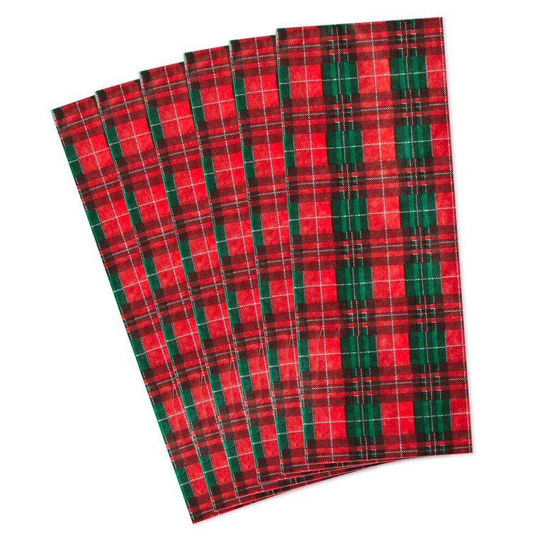 Red and Green Christmas Plaid Tissue Paper Flat fan image number 3
