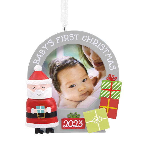 Santa and Presents Baby's First Christmas 2023 Picture Frame Hallmark Ornament, 