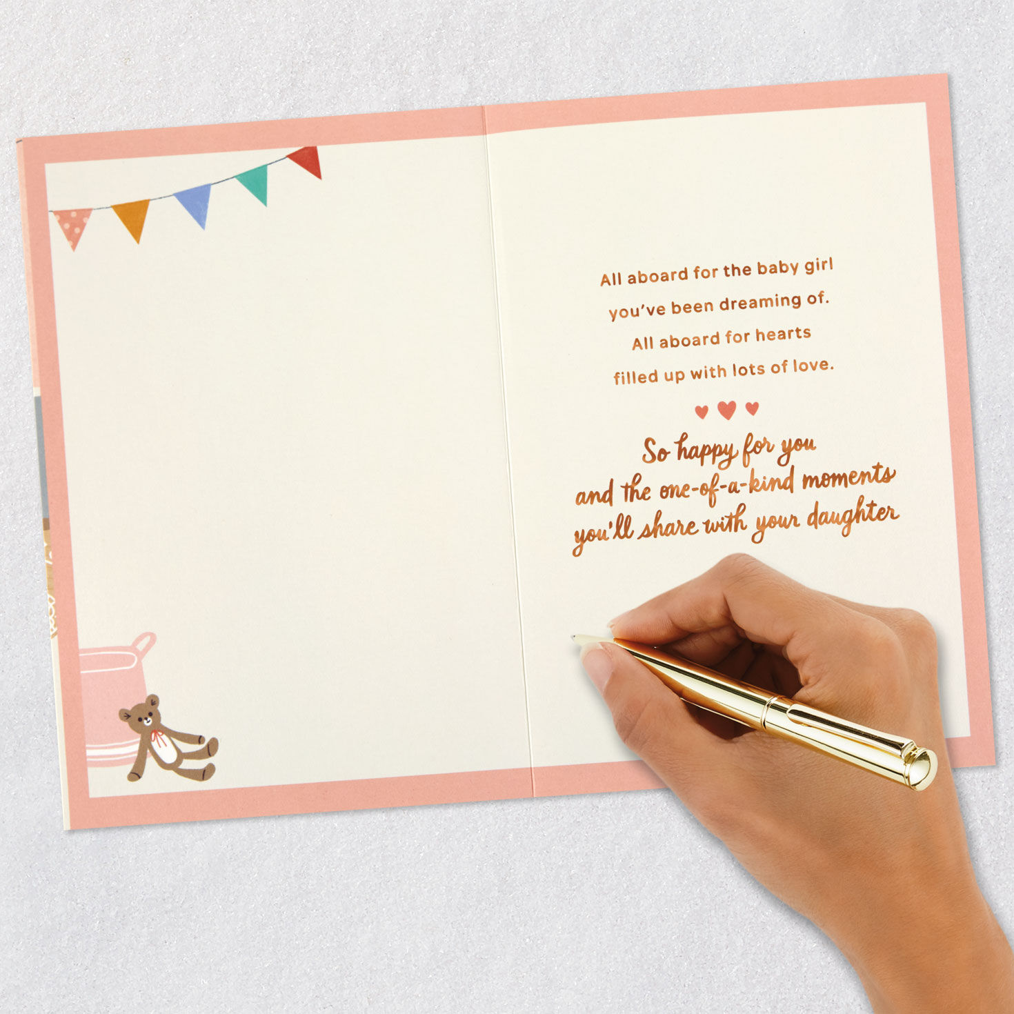 Zoo Animals in Train New Baby Girl Card Signing card image number 6