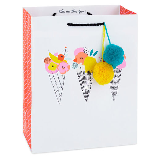 9.6" Ice Cream Cones and Flowers Medium Gift Bag, 