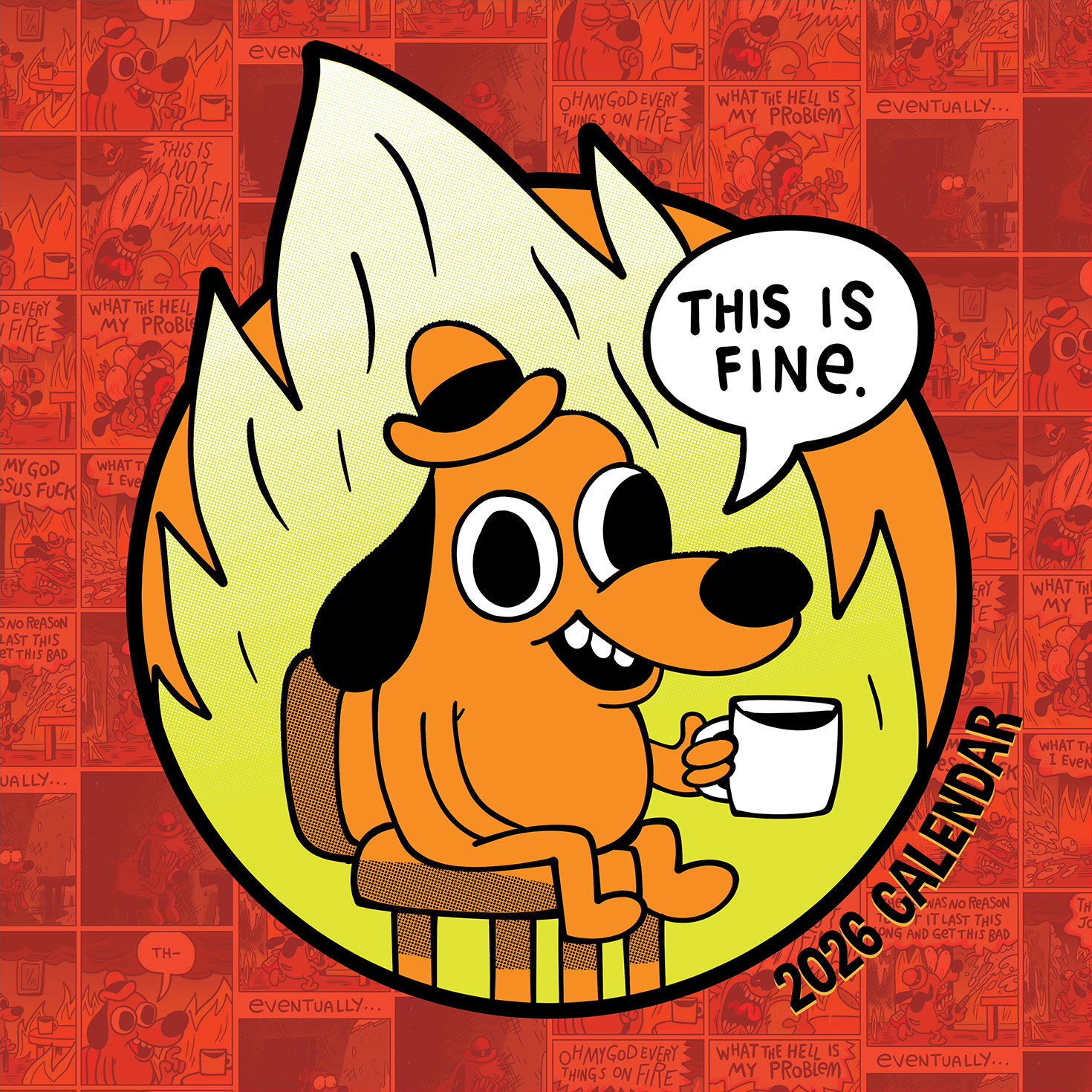 Time Factory This Is Fine Cartoons Funny 2026 Wall Calendar