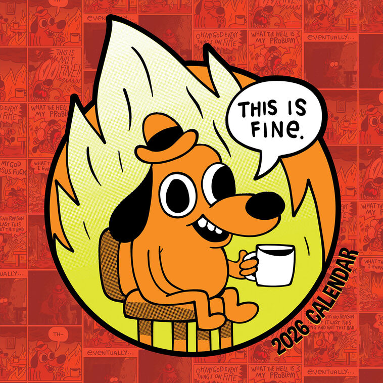 Time Factory This Is Fine Cartoons Funny 2026 Wall Calendar