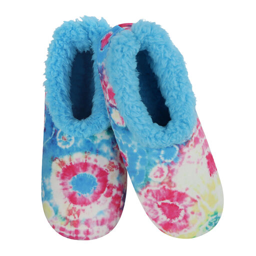 snoozies! Blue Peace Out Tie-Dye Women's Slippers, 