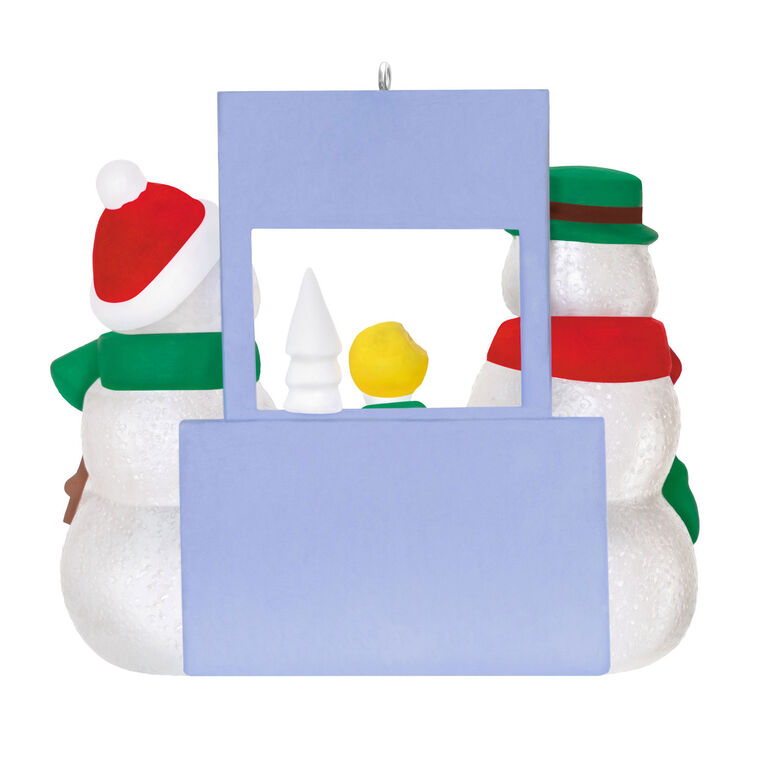Snowmen Eating Yellow Snow Cone Keepsake Ornament Back image number 6