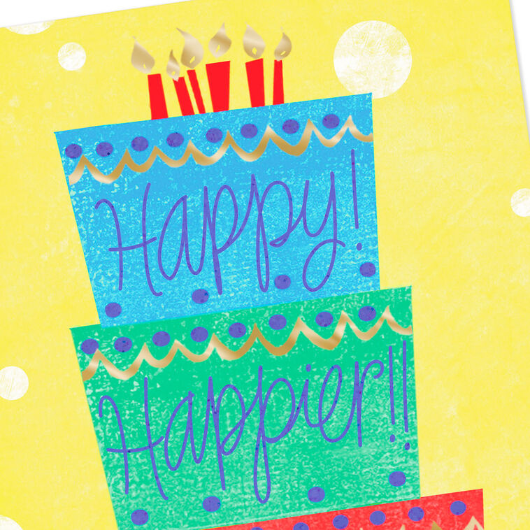 Tiered Cake With Candles Happy Birthday Card Card Front Detail image number 4