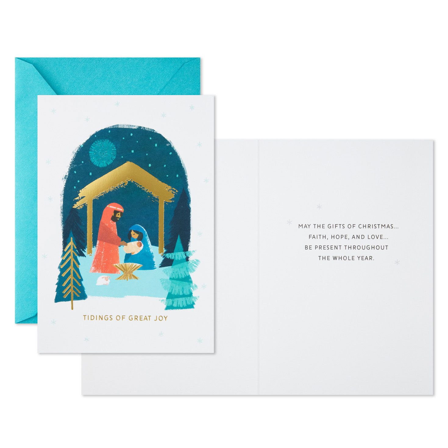 Simple Nativity Boxed Christmas Cards Card Front with Sentiment image number 3