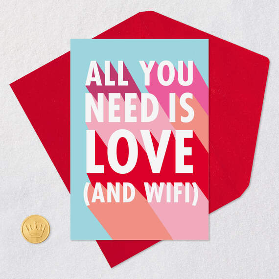 All You Need Is Love and Wifi Funny Valentine's Day Card, , large image number 5