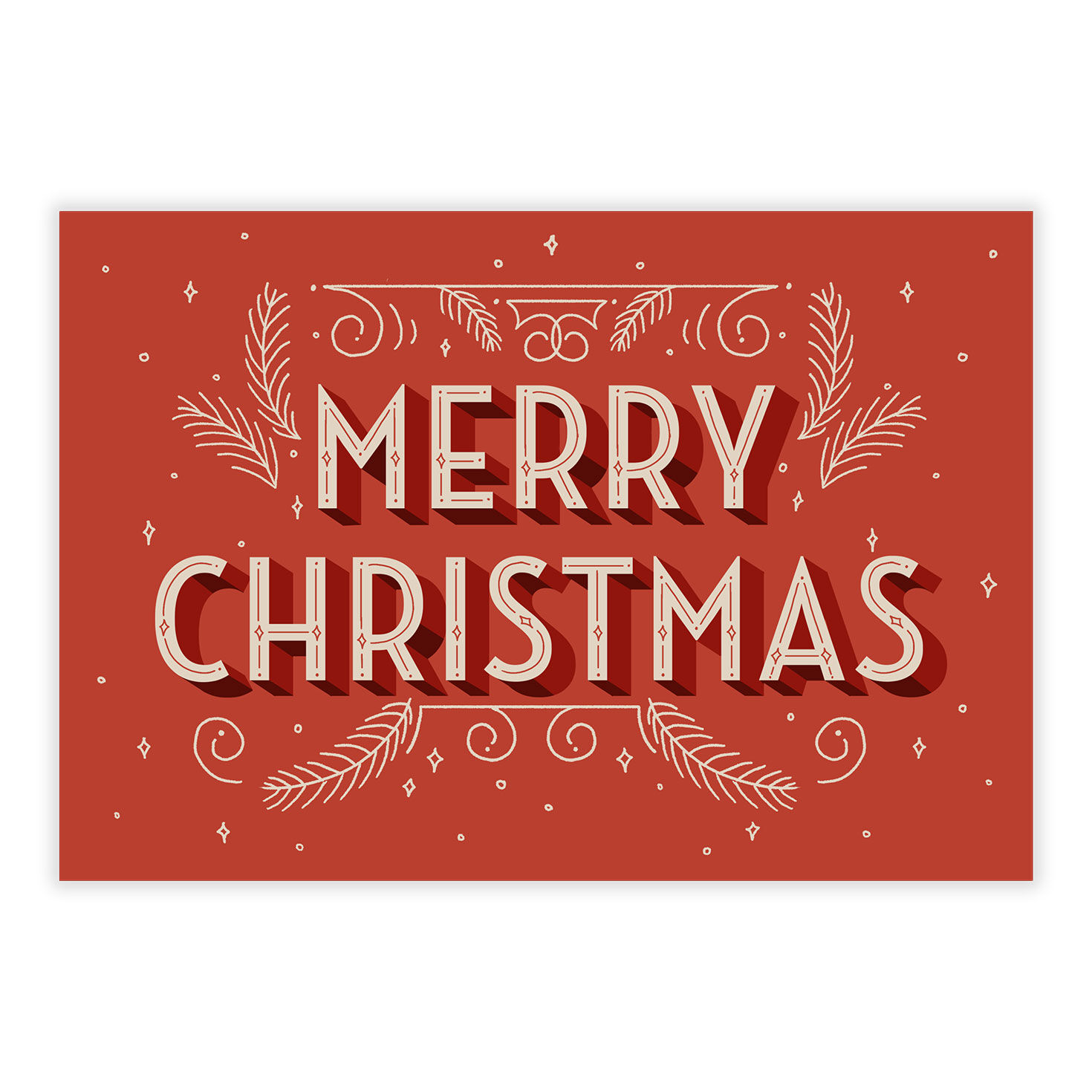 Red Vintage Design Personalized Christmas Card front image number 2