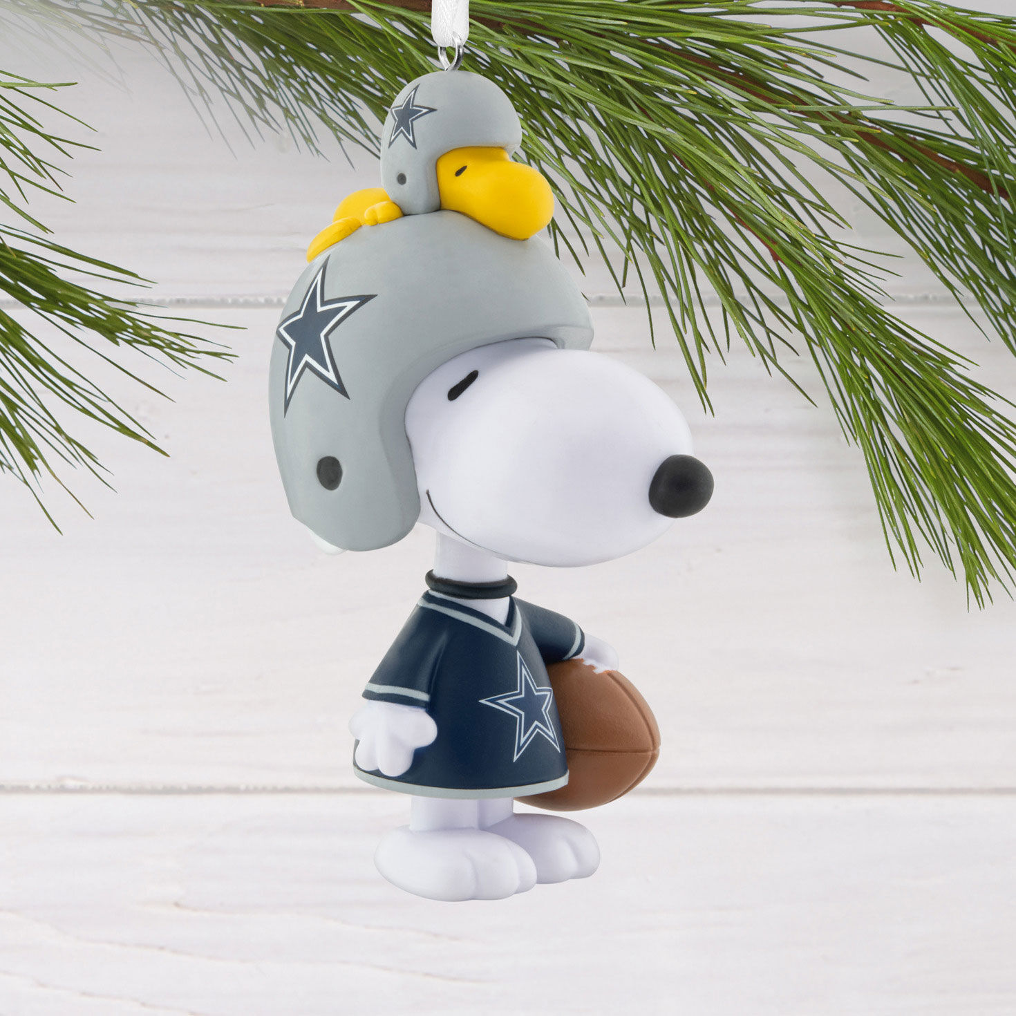 Snoopy Dallas Cowboys Christmas Ornament hanging on tree image number 2