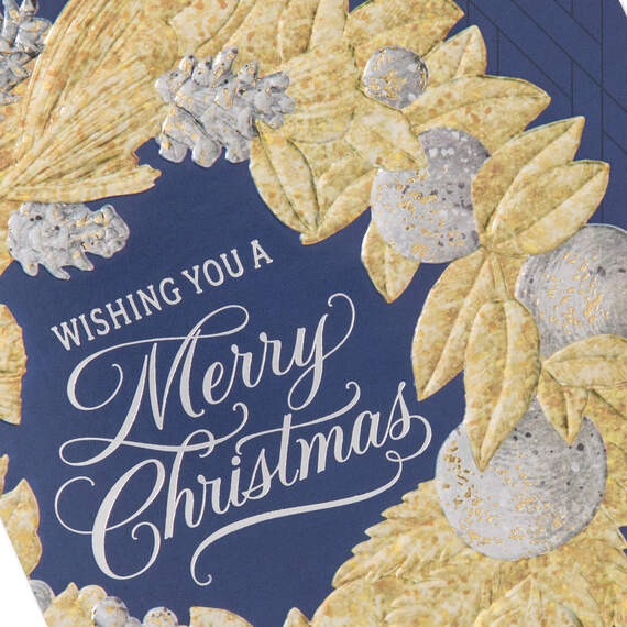 Merry Christmas Elegant Foil Wreath Christmas Card, , large image number 4