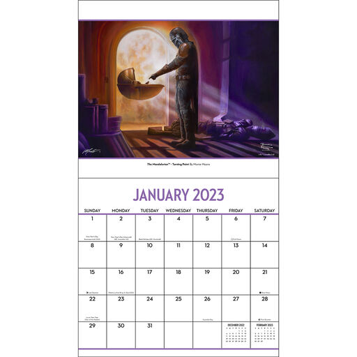 Star Wars: The Mandalorian by Thomas Kinkade Studios 2023 Deluxe Wall Calendar With Print, 