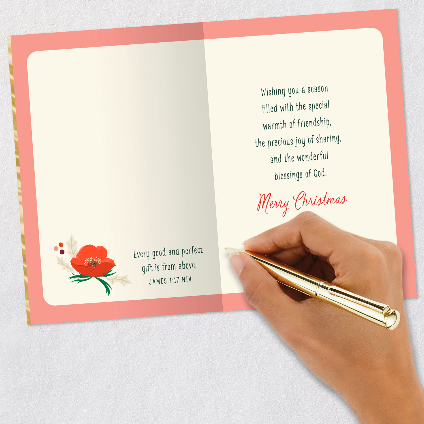 Flowers Holiday Greenery Religious Christmas Card  image number 7