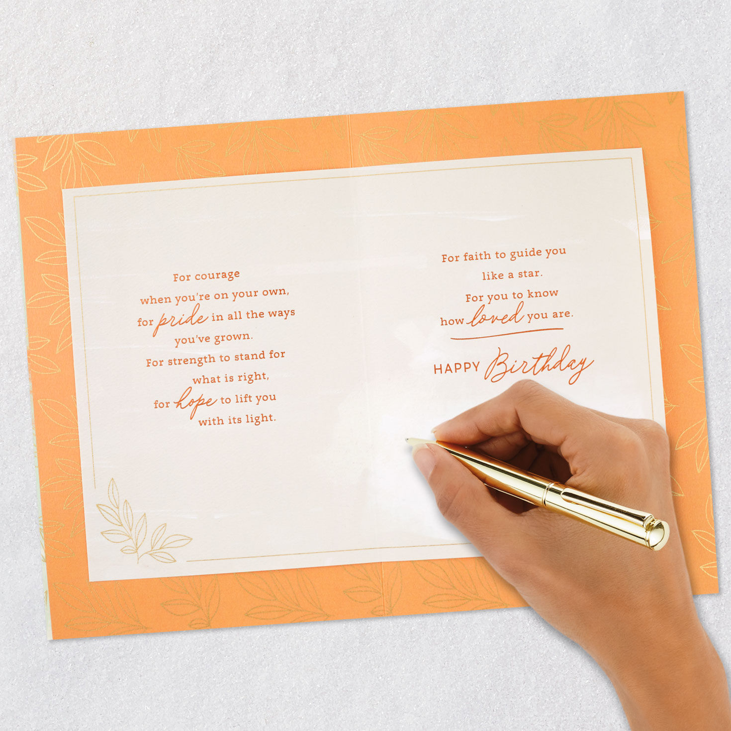 Leaves and Vellum Birthday Card for Granddaughter signing card image number 7