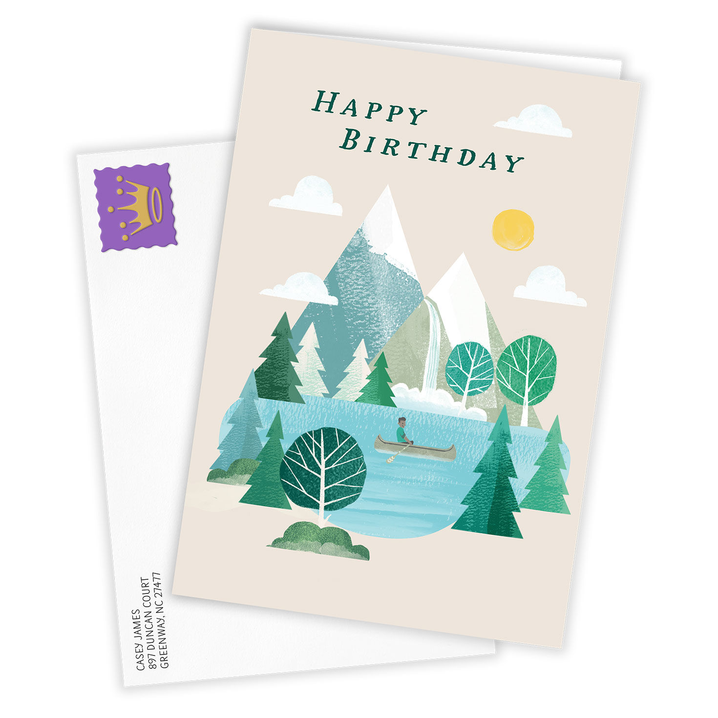 Modern Mountain Drawing Personalized Birthday Card Card Front with Envelope image number 2