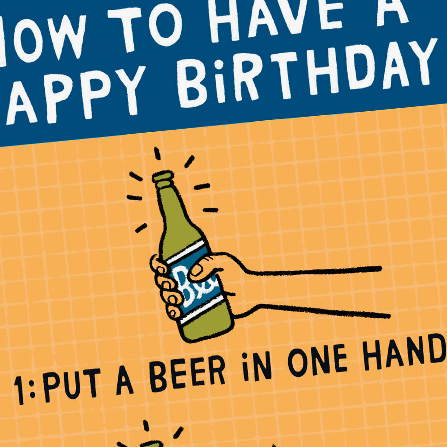 Green Beer Bottles on Yellow Funny Birthday Card Card front detail image number 4
