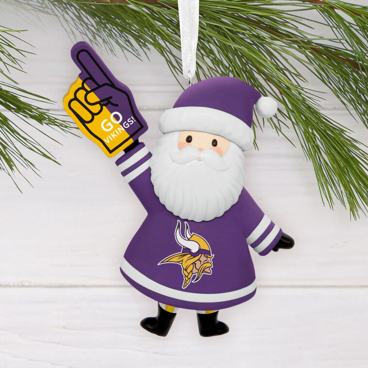 Minnesota Vikings Santa Fan Christmas Ornament hanging on tree image number 2