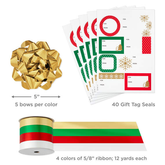 Christmas Gift Wrap Kit With Wrapping Paper, Bows, Ribbons and Tags, , large image number 8
