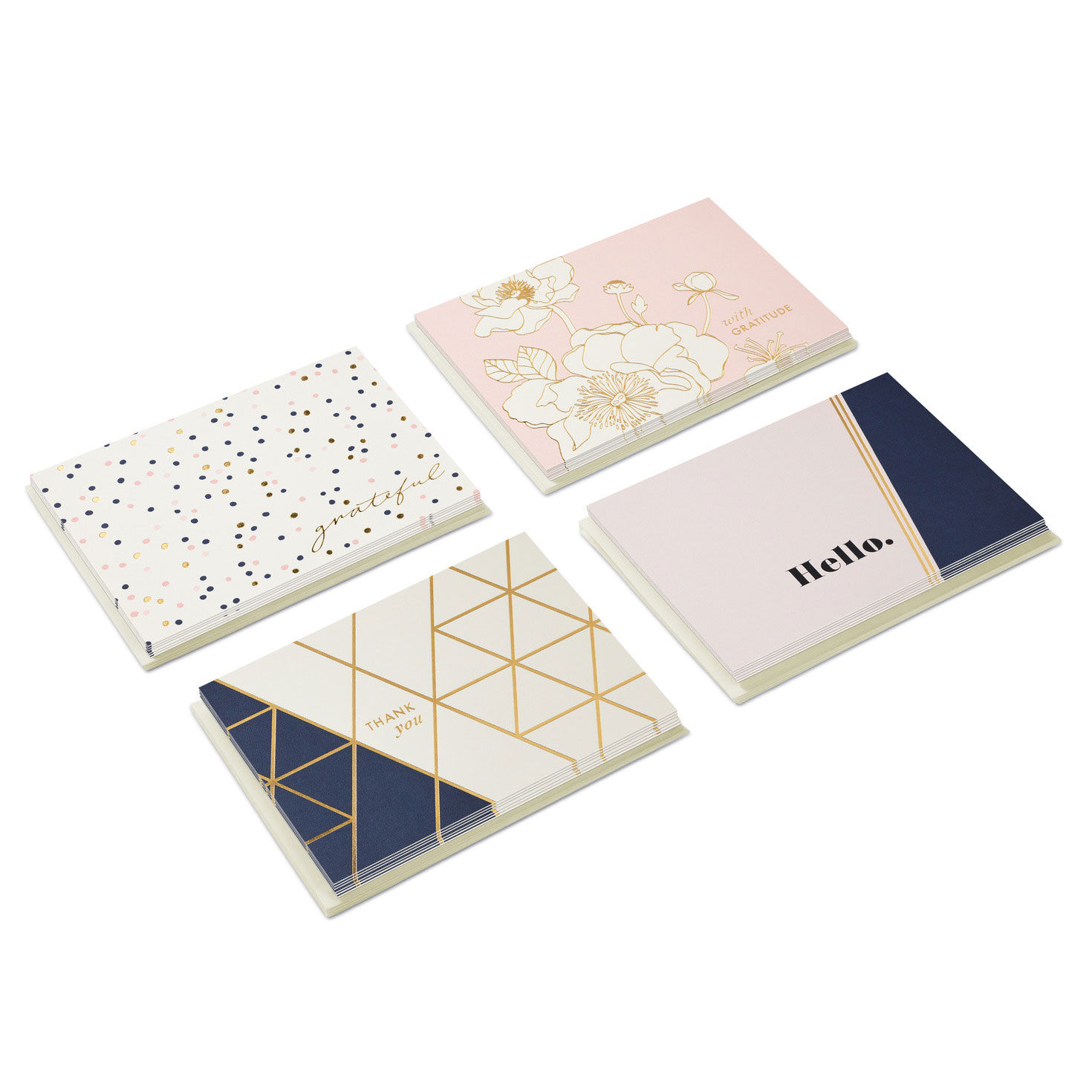 Navy, Blush and Gold Assorted Blank Notes in Designed Box, Pack of 24