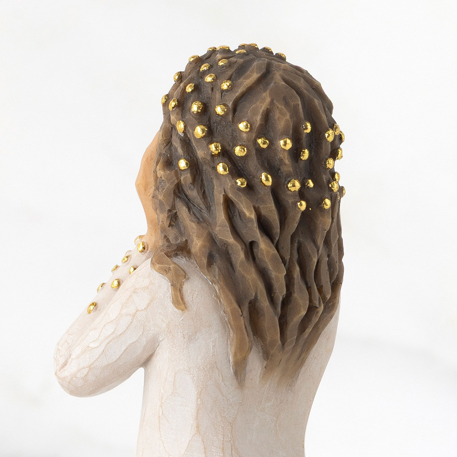 Girl With Hands on Face and Gold Accents Figurine upclose view image number 6