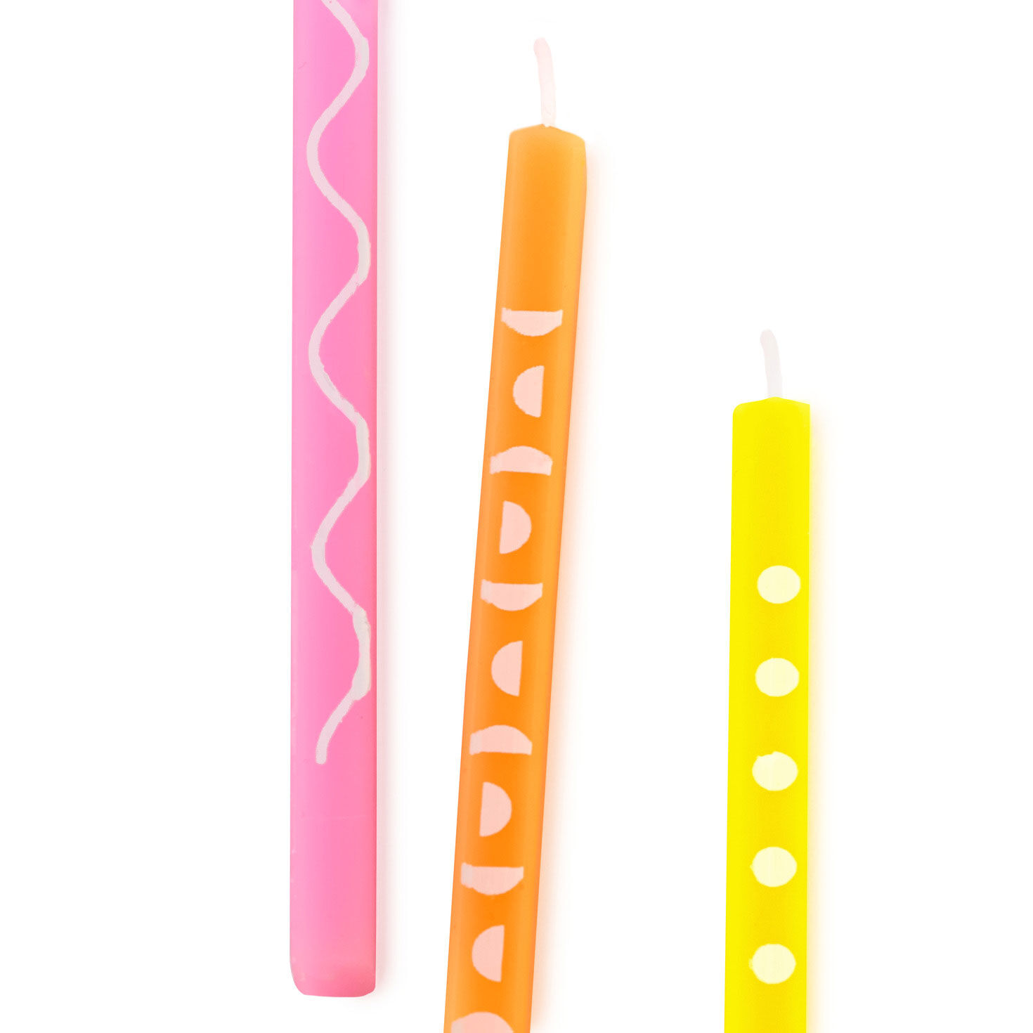 Colorful Patterned Square Taper Birthday Candles closeup detail image number 5