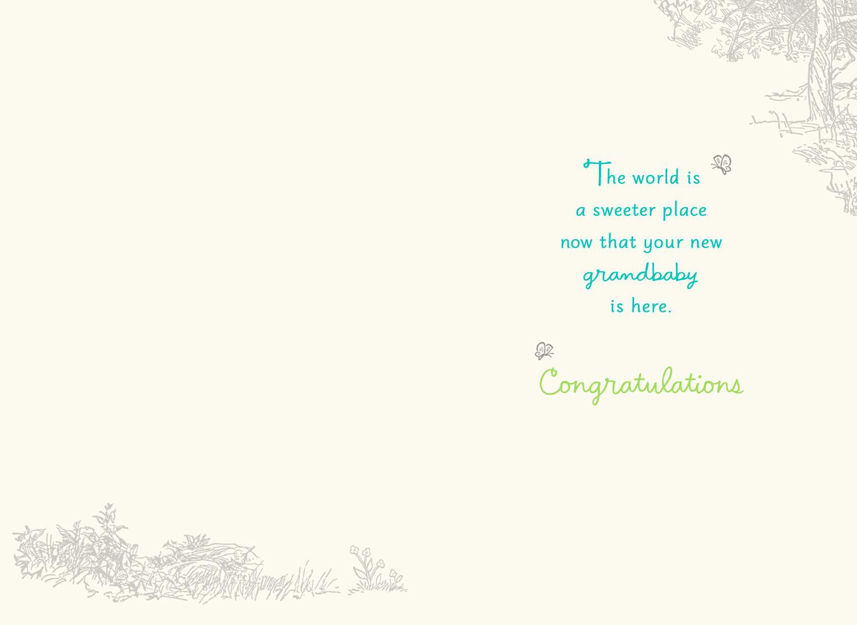 Winnie the Pooh Welcome New Baby Card for Grandparents