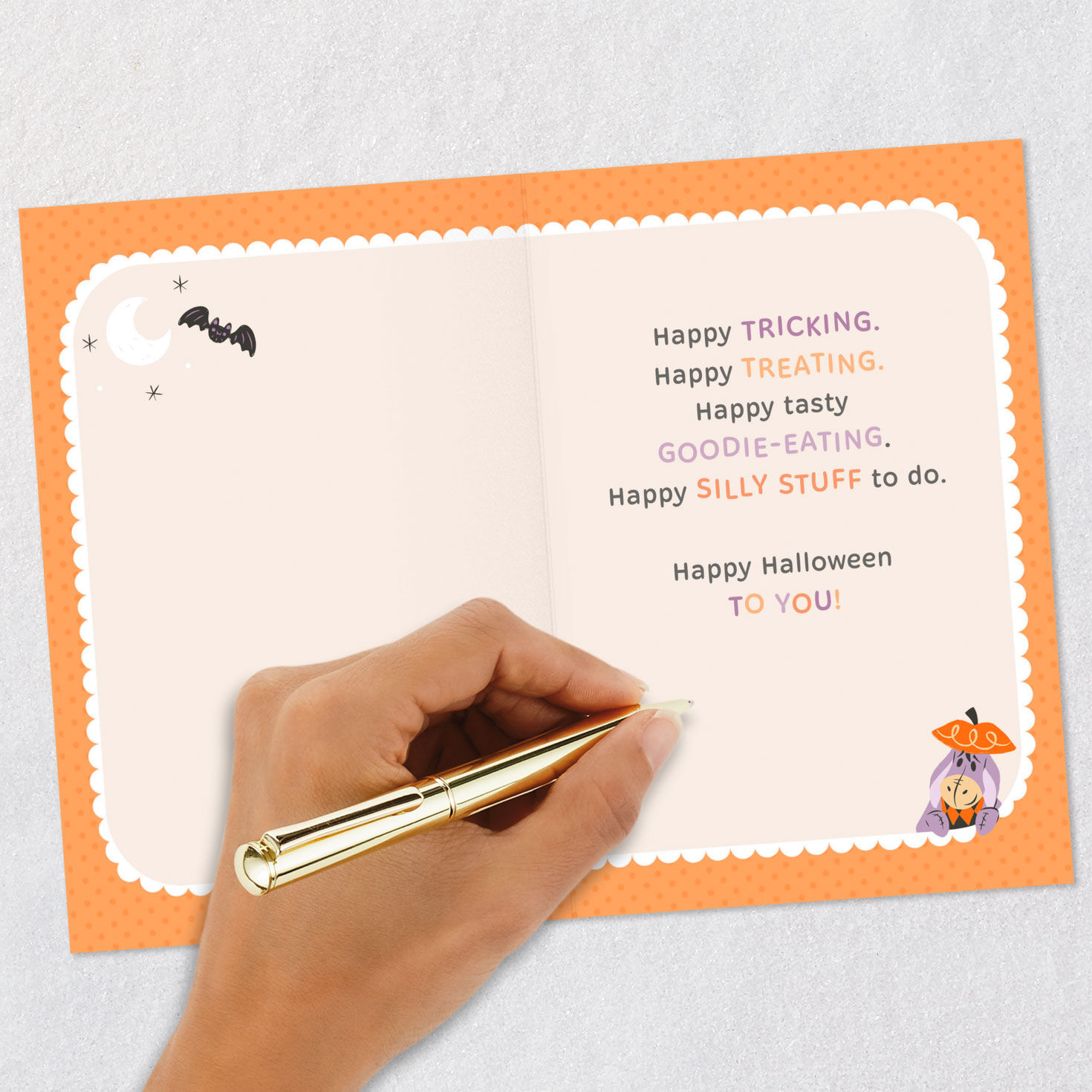 Winnie the Pooh and Eeyore Halloween Card for Granddaughter Signing card image number 6