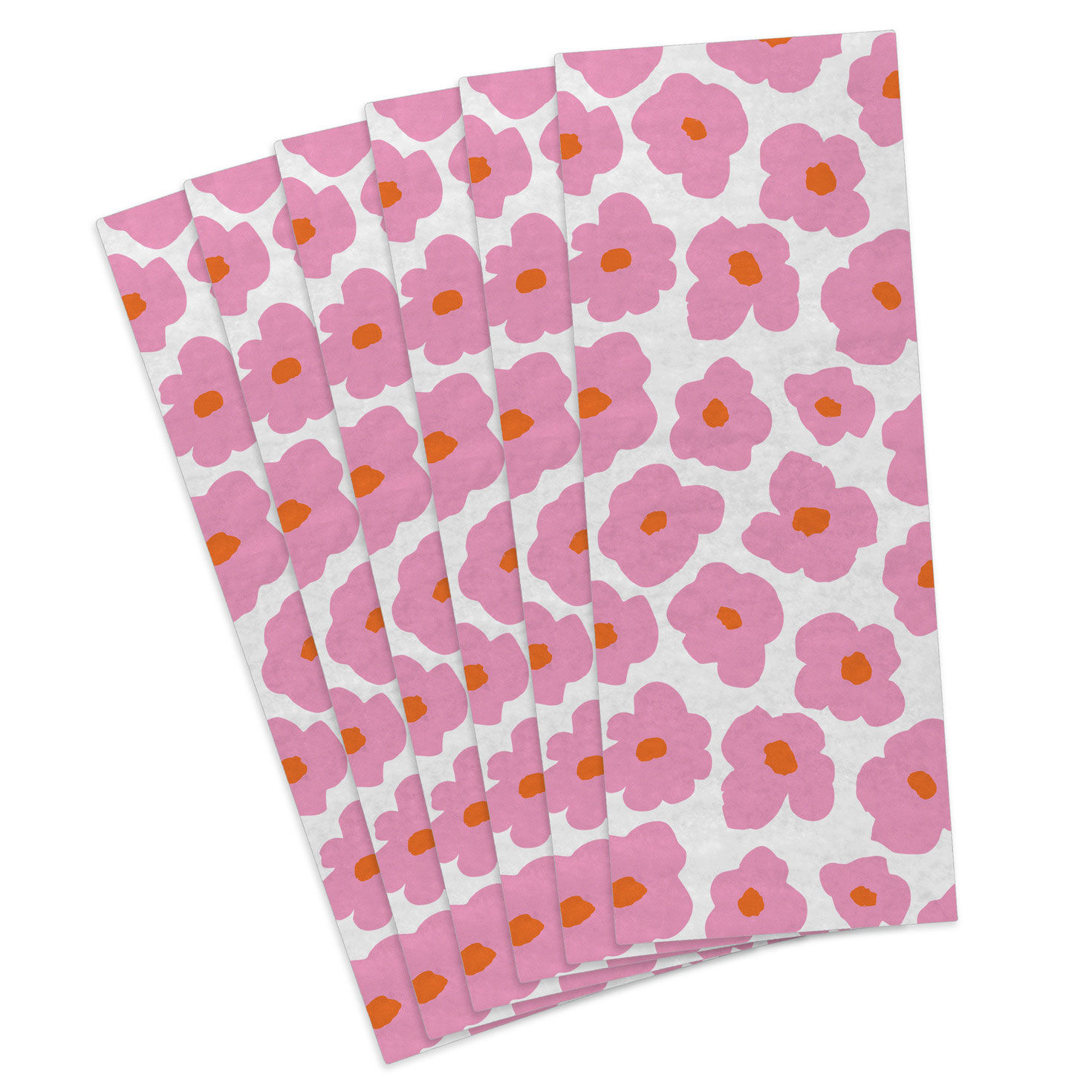 Pink Flowers on White Tissue Paper Pack Flat fan image number 3