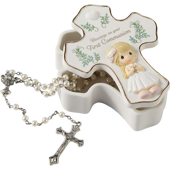 Precious Moments Blessings On Your First Communion Girl Rosary Box With Rosary
