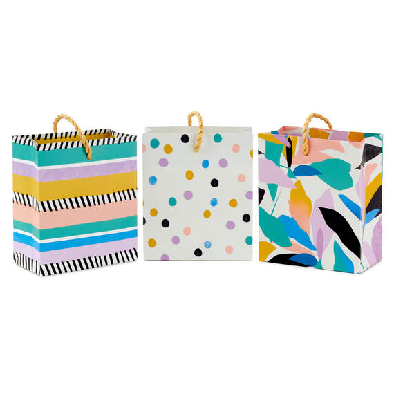 4.6" Whimsical Patterns 3-Pack Gift Card Holder Mini Bags, , large image number 1